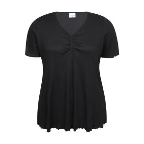 Lara Rib Bluse Sort