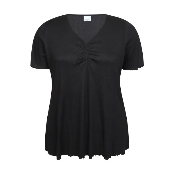Lara Rib Bluse Sort