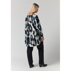 Berit Bluse Offwhite/Petrol