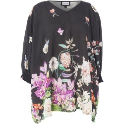Lila Oversize Bluse Sort m.Print