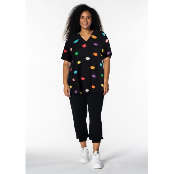Bonna Bluse Sort m.Blomster