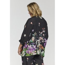 Lila Oversize Bluse Sort m.Print