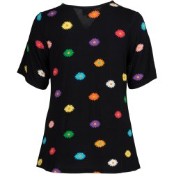 Bonna Bluse Sort m.Blomster