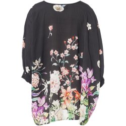 Lila Oversize Bluse Sort m.Print