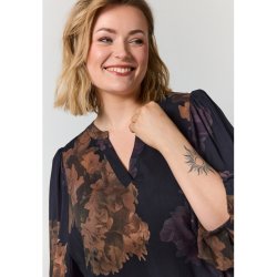 Vilde Bluse Sort Flower