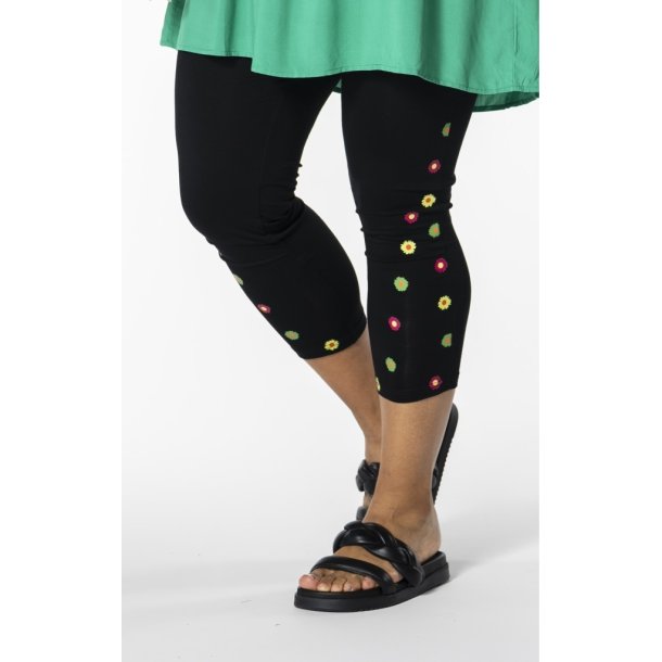 Irene Legging Sort M.Blomster L78