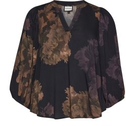 Vilde Bluse Sort Flower