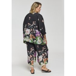 Lila Oversize Bluse Sort m.Print