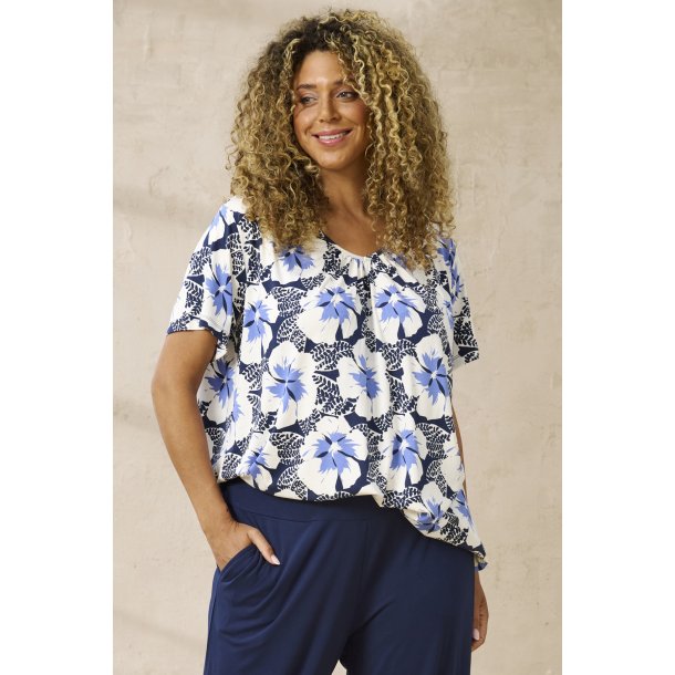 Cindy Bluse s/s Navy/Hvid