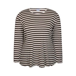 Lara Stribet Rib Bluse Brun