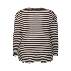 Lara Stribet Rib Bluse Brun