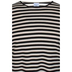 Lara Stribet Rib Bluse Sort