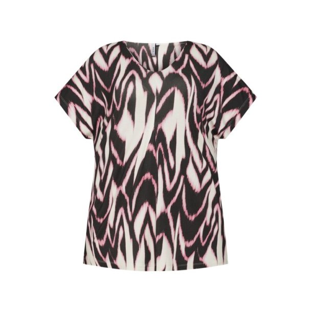 Printet Bluse Sort/pink Mix