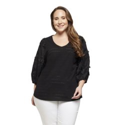 Sort Bluse m.Broderi