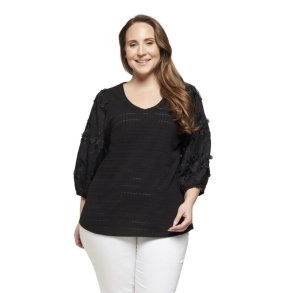 Sort Bluse m.Broderi