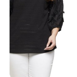 Sort Bluse m.Broderi