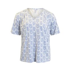 Printet Bluse Bl�/Hvid
