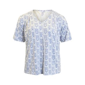Printet Bluse Bl�/Hvid