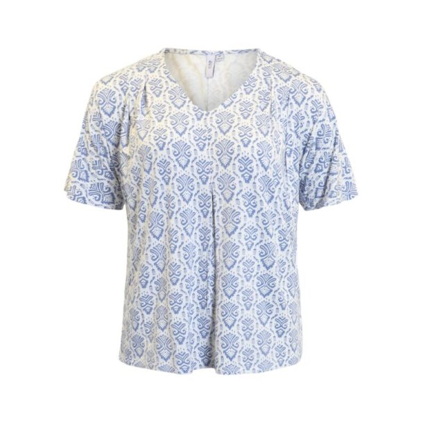 Printet Bluse Bl�/Hvid