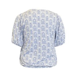 Printet Bluse Bl�/Hvid