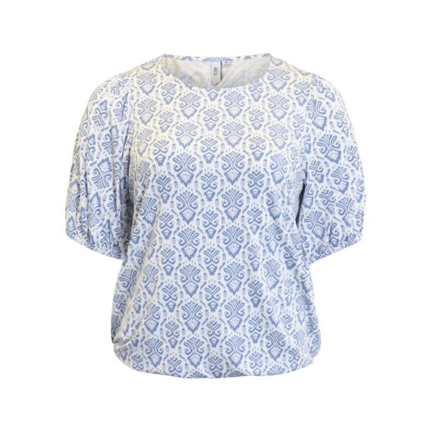Printet Bluse Bl�/Hvid