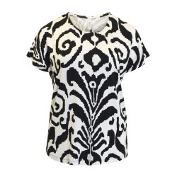 Bluse s/s Sort/Offwhite