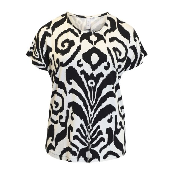 Bluse s/s Sort/Offwhite