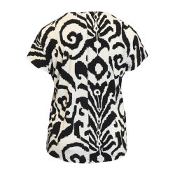 Bluse s/s Sort/Offwhite