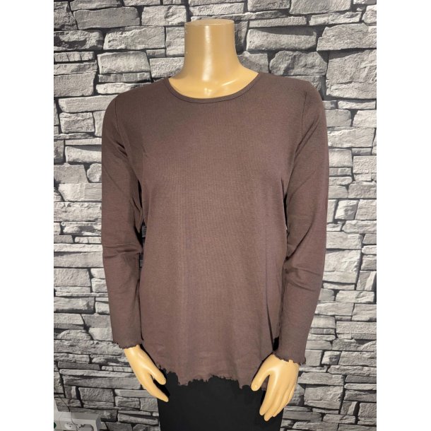 Lara Rib Bluse Brun