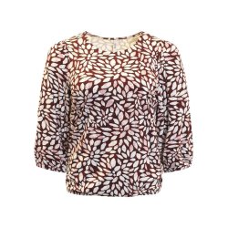 Printet Bluse Fig/Offwhite