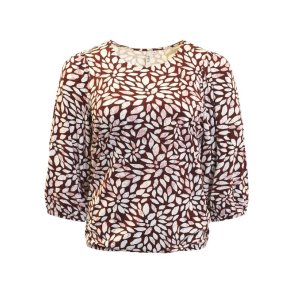 Printet Bluse Fig/Offwhite
