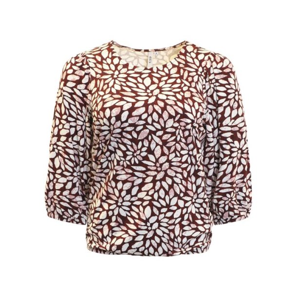 Printet Bluse Fig/Offwhite
