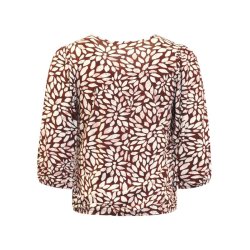 Printet Bluse Fig/Offwhite