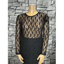 Blonde Mesh Bluse Sort