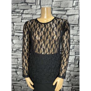Blonde Mesh Bluse Sort