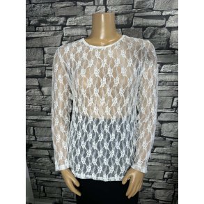 Blonde Mesh Bluse Hvid