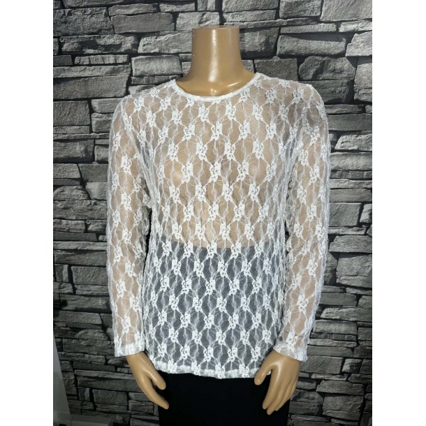 Blonde Mesh Bluse Hvid