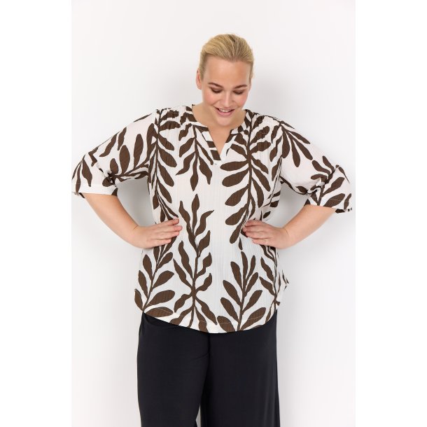 Marta Bluse Brun/Hvid