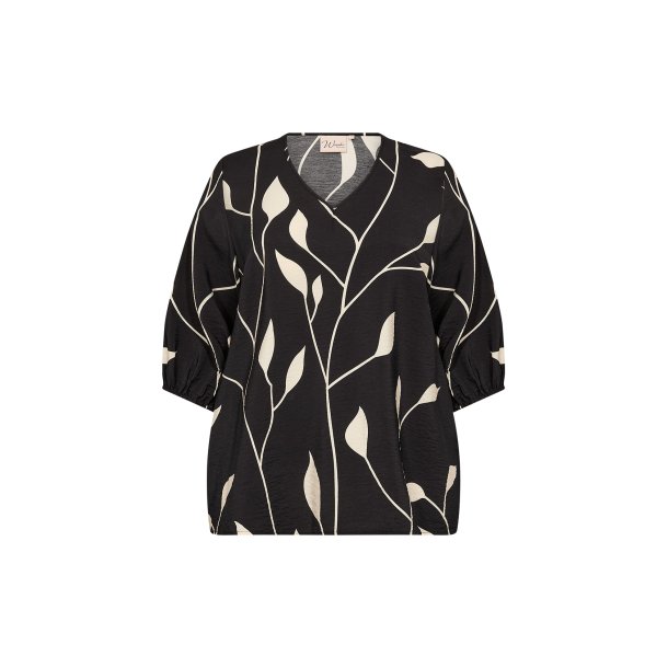 Nelly Bluse Sort/Offwhite