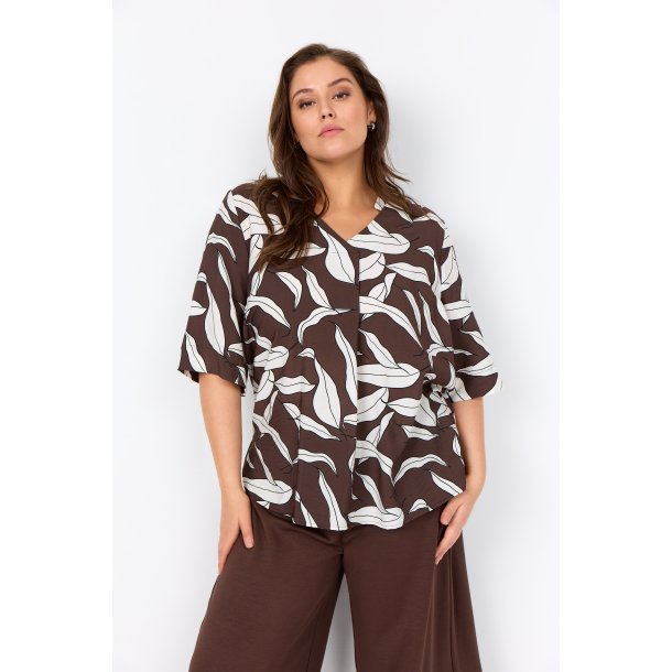 Hermina Bluse Brun/Hvid