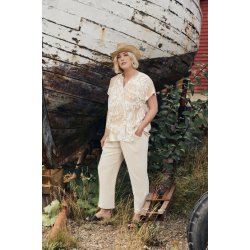 Bluse s/s Sand/Offwhite