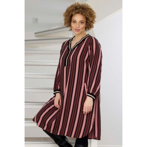 Linny Stribet Kjole Maroon